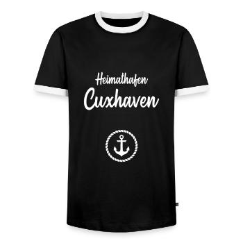 Heimathafen Cuxhaven Küste Meer Nordsee Segeln - Männer Kontrast-T-Shirt - Schwarz/Weiß - Vorne - AI Model Female 172 light (172cm) & AI Model Male 178 light (178cm)