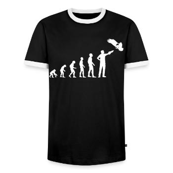 Falkner Greifvogel Evolution Falknerei Geschenk - Männer Kontrast-T-Shirt - Schwarz/Weiß - Vorne - AI Model Female 172 light (172cm) & AI Model Male 178 light (178cm)