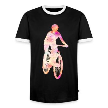 Radfahrerin Mountainbike Fahrer Geschenk Damen - Männer Kontrast-T-Shirt - Schwarz/Weiß - Vorne - AI Model Female 172 light (172cm) & AI Model Male 178 light (178cm)