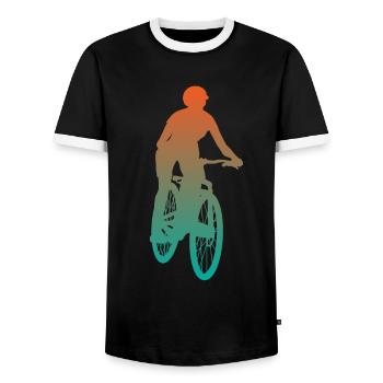 Radfahrerin Mountainbike Fahrer Geschenk Damen - Männer Kontrast-T-Shirt - Schwarz/Weiß - Vorne - AI Model Female 172 light (172cm) & AI Model Male 178 light (178cm)