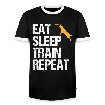 Dog Trainer Saying Dog Training Gift - Men's Ringer Shirt - black/white - Front - AI Model Female 172 light (172cm) & AI Model Male 178 light (178cm)