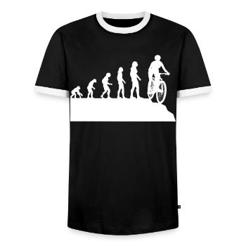 Cycliste Evolution Mountain Bike Rider Cadeau - T-shirt contrasté Homme - noir/blanc - Devant - AI Model Female 172 light (172cm) & AI Model Male 178 light (178cm)