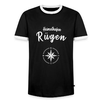 Heimathafen Rügen Ostsee Urlaub Segeln - Männer Kontrast-T-Shirt - Schwarz/Weiß - Vorne - AI Model Female 172 light (172cm) & AI Model Male 178 light (178cm)