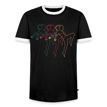 Kickboxerin Kickboxen Retro Vintage Geschenk Damen - Männer Kontrast-T-Shirt - Schwarz/Weiß - Vorne - AI Model Female 172 light (172cm) & AI Model Male 178 light (178cm)
