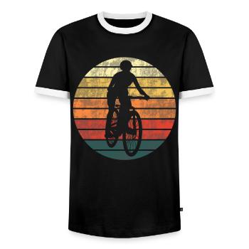 Radfahrerin Mountainbike Fahrer Retro Geschenk - Männer Kontrast-T-Shirt - Schwarz/Weiß - Vorne - AI Model Female 172 light (172cm) & AI Model Male 178 light (178cm)