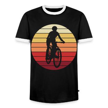 Radfahrerin Mountainbike Fahrer Retro Geschenk - Männer Kontrast-T-Shirt - Schwarz/Weiß - Vorne - AI Model Female 172 light (172cm) & AI Model Male 178 light (178cm)