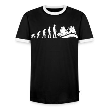 Rafting Evolution White Water Boating Gift - Men's Ringer Shirt - black/white - Front - AI Model Female 172 light (172cm) & AI Model Male 178 light (178cm)