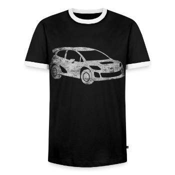 Rallye Motorsport Rennwagen Fahrer Geschenk - Männer Kontrast-T-Shirt - Schwarz/Weiß - Vorne - AI Model Female 172 light (172cm) & AI Model Male 178 light (178cm)