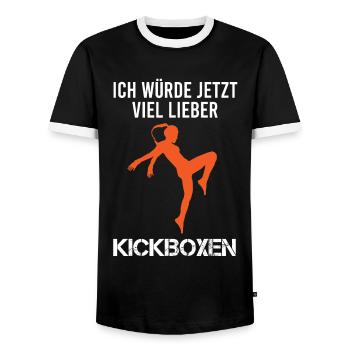 Kickboxen Kickboxerin Spruch Lustig Geschenk Damen - Männer Kontrast-T-Shirt - Schwarz/Weiß - Vorne - AI Model Female 172 light (172cm) & AI Model Male 178 light (178cm)
