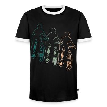 Radfahrerin Mountainbike Fahrer Retro Geschenk - Männer Kontrast-T-Shirt - Schwarz/Weiß - Vorne - AI Model Female 172 light (172cm) & AI Model Male 178 light (178cm)