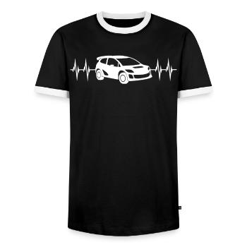 Racing Car Driver ECG Line Rally Gift - Men's Ringer Shirt - black/white - Front - AI Model Female 172 light (172cm) & AI Model Male 178 light (178cm)