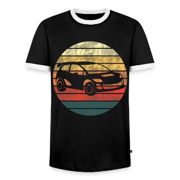 Rallye Motorsport Rennwagen Fahrer Retro Geschenk - Männer Kontrast-T-Shirt - Schwarz/Weiß - Vorne - AI Model Female 172 light (172cm) & AI Model Male 178 light (178cm)