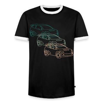 Rally Motorsport Racing Car Driver Retro Gift - Men's Ringer Shirt - black/white - Front - AI Model Female 172 light (172cm) & AI Model Male 178 light (178cm)