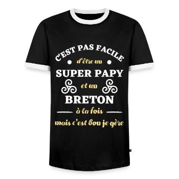 papy breton homme humour bretagne breizh cadeau - T-shirt contrasté Homme - noir/blanc - Devant - AI Model Female 172 light (172cm) & AI Model Male 178 light (178cm)