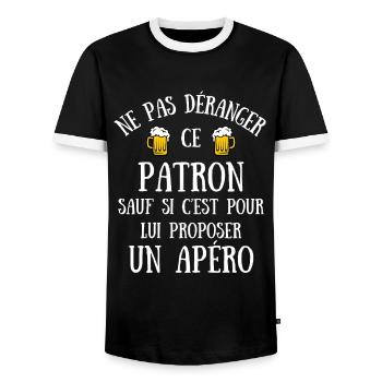 patron apéro homme humour idée cadeau personnalisé - T-shirt contrasté Homme - noir/blanc - Devant - AI Model Female 172 light (172cm) & AI Model Male 178 light (178cm)