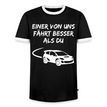 Rennwagen Fahrer Spruch Rallye Motorsport Geschenk - Männer Kontrast-T-Shirt - Schwarz/Weiß - Vorne - AI Model Female 172 light (172cm) & AI Model Male 178 light (178cm)
