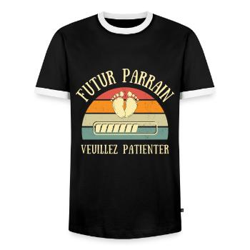 Futur parrain bébé humour annonce grossesse cadeau - T-shirt contrasté Homme - noir/blanc - Devant - AI Model Female 172 light (172cm) & AI Model Male 178 light (178cm)