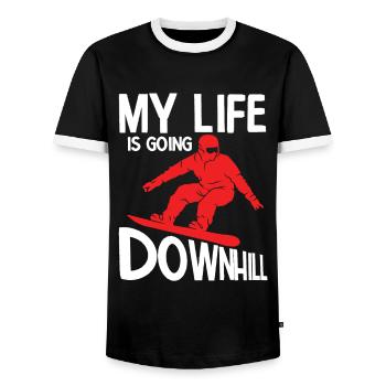 Snowboard Spruch für Snowboarder - Männer Kontrast-T-Shirt - Schwarz/Weiß - Vorne - AI Model Female 172 light (172cm) & AI Model Male 178 light (178cm)