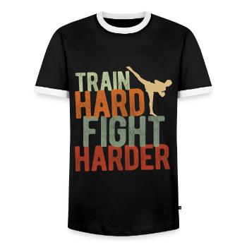 Kickboxing - Männer Kontrast-T-Shirt - Schwarz/Weiß - Vorne - AI Model Female 172 light (172cm) & AI Model Male 178 light (178cm)