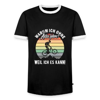 Wohnwagen lustig Camping Camper Camperin - Männer Kontrast-T-Shirt - Schwarz/Weiß - Vorne - AI Model Female 172 light (172cm) & AI Model Male 178 light (178cm)