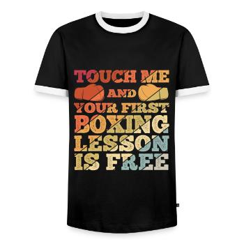 Boxsport Boxing - Männer Kontrast-T-Shirt - Schwarz/Weiß - Vorne - AI Model Female 172 light (172cm) & AI Model Male 178 light (178cm)