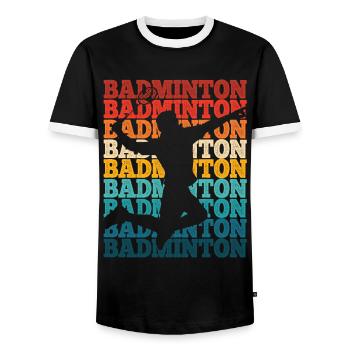 Badminton - Männer Kontrast-T-Shirt - Schwarz/Weiß - Vorne - AI Model Female 172 light (172cm) & AI Model Male 178 light (178cm)