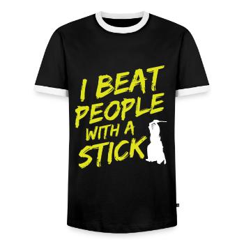 Japanischer Schwertkampf Kendo - Männer Kontrast-T-Shirt - Schwarz/Weiß - Vorne - AI Model Female 172 light (172cm) & AI Model Male 178 light (178cm)