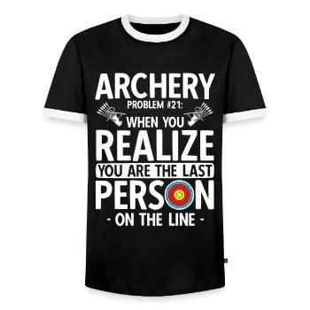 Bogenschießen Archery - Männer Kontrast-T-Shirt - Schwarz/Weiß - Vorne - AI Model Female 172 light (172cm) & AI Model Male 178 light (178cm)