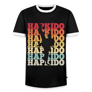Koreanischer Kampfsport Hapkido - Männer Kontrast-T-Shirt - Schwarz/Weiß - Vorne - AI Model Female 172 light (172cm) & AI Model Male 178 light (178cm)