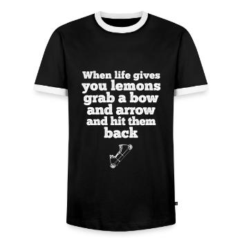Bogenschießen Archery - Männer Kontrast-T-Shirt - Schwarz/Weiß - Vorne - AI Model Female 172 light (172cm) & AI Model Male 178 light (178cm)