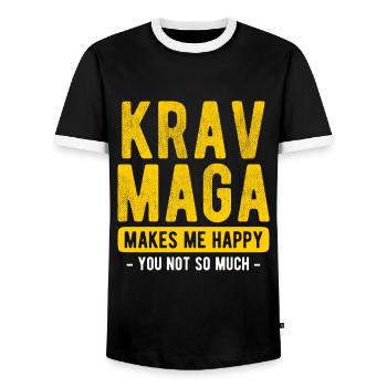 Israelischer Kampfsport Krav Maga - Männer Kontrast-T-Shirt - Schwarz/Weiß - Vorne - AI Model Female 172 light (172cm) & AI Model Male 178 light (178cm)