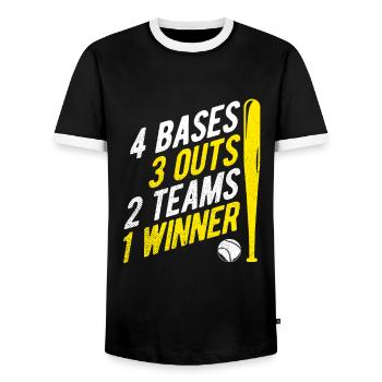 Baseball - Männer Kontrast-T-Shirt - Schwarz/Weiß - Vorne - AI Model Female 172 light (172cm) & AI Model Male 178 light (178cm)