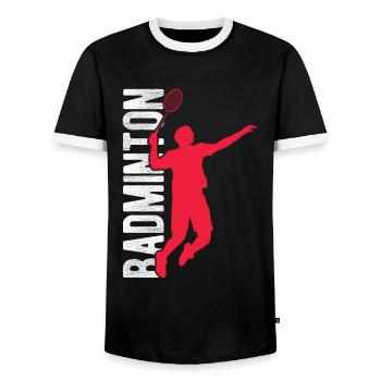Badminton - Männer Kontrast-T-Shirt - Schwarz/Weiß - Vorne - AI Model Female 172 light (172cm) & AI Model Male 178 light (178cm)