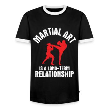 Mixed Martial Arts MMA - Männer Kontrast-T-Shirt - Schwarz/Weiß - Vorne - AI Model Female 172 light (172cm) & AI Model Male 178 light (178cm)