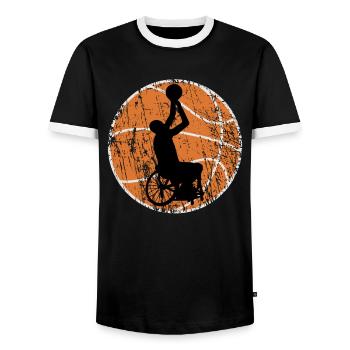Basketball en fauteuil roulant Joueur de basketball en fauteuil roulant - T-shirt contrasté Homme - noir/blanc - Devant - AI Model Female 172 light (172cm) & AI Model Male 178 light (178cm)