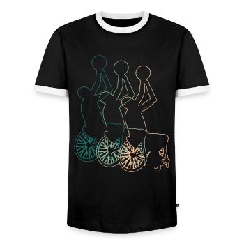Wheelchair Basketball Wheelchair Basketball Retro - Men's Ringer Shirt - black/white - Front - AI Model Female 172 light (172cm) & AI Model Male 178 light (178cm)
