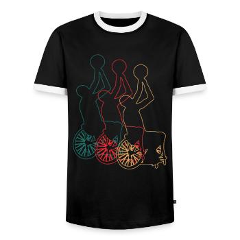 Basketball en fauteuil roulant Basketball en fauteuil roulant Rétro - T-shirt contrasté Homme - noir/blanc - Devant - AI Model Female 172 light (172cm) & AI Model Male 178 light (178cm)
