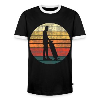 Skater Skateboard Rider Skateboarder Retro - T-shirt contrasté Homme - noir/blanc - Devant - AI Model Female 172 light (172cm) & AI Model Male 178 light (178cm)