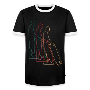 Skater Skateboard Rider Skateboarder Retro - T-shirt contrasté Homme - noir/blanc - Devant - AI Model Female 172 light (172cm) & AI Model Male 178 light (178cm)