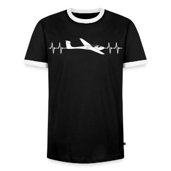 Cadeau Glider Pilot Heartbeat Line - T-shirt contrasté Homme - noir/blanc - Devant - AI Model Female 172 light (172cm) & AI Model Male 178 light (178cm)