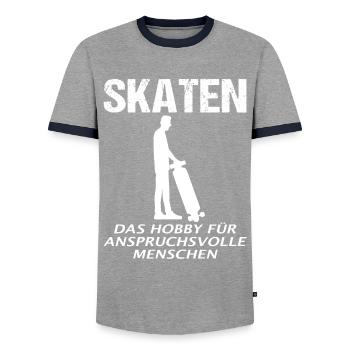 Skater Skateboard Rider Skating Saying Gift - Men's Ringer Shirt - grey/navy  - Front - AI Model Female 172 light (172cm) & AI Model Male 178 light (178cm)