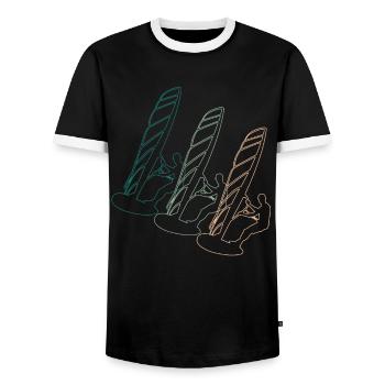 Windsurfen Wassersport Surfbrett Surfer Retro - Männer Kontrast-T-Shirt - Schwarz/Weiß - Vorne - AI Model Female 172 light (172cm) & AI Model Male 178 light (178cm)