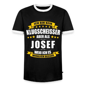 Name Josef Vorname Klugscheisser Namenstag - Männer Kontrast-T-Shirt - Schwarz/Weiß - Vorne - AI Model Female 172 light (172cm) & AI Model Male 178 light (178cm)