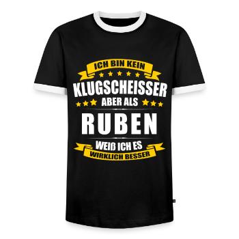 Name Ruben Vorname Klugscheisser Namenstag - Männer Kontrast-T-Shirt - Schwarz/Weiß - Vorne - AI Model Female 172 light (172cm) & AI Model Male 178 light (178cm)