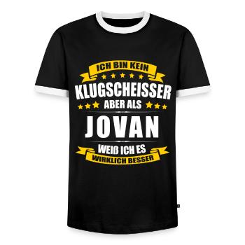 Name Jovan Vorname Klugscheisser Namenstag - Männer Kontrast-T-Shirt - Schwarz/Weiß - Vorne - AI Model Female 172 light (172cm) & AI Model Male 178 light (178cm)
