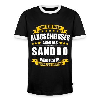 Name Sandro Vorname Klugscheisser Namenstag - Männer Kontrast-T-Shirt - Schwarz/Weiß - Vorne - AI Model Female 172 light (172cm) & AI Model Male 178 light (178cm)