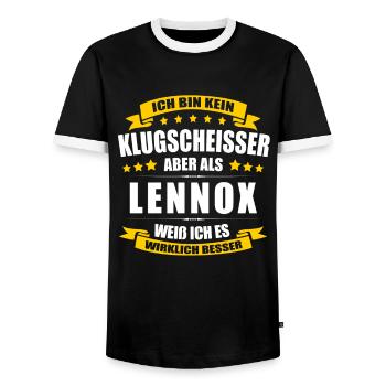 Name Lennox Vorname Klugscheisser Namenstag - Männer Kontrast-T-Shirt - Schwarz/Weiß - Vorne - AI Model Female 172 light (172cm) & AI Model Male 178 light (178cm)