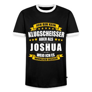 Name Joshua Vorname Klugscheisser Namenstag - Männer Kontrast-T-Shirt - Schwarz/Weiß - Vorne - AI Model Female 172 light (172cm) & AI Model Male 178 light (178cm)