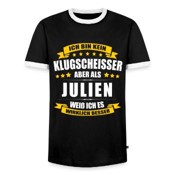 Name Julien Vorname Klugscheisser Namenstag - Männer Kontrast-T-Shirt - Schwarz/Weiß - Vorne - AI Model Female 172 light (172cm) & AI Model Male 178 light (178cm)