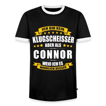 Name Connor Vorname Klugscheisser Namenstag - Männer Kontrast-T-Shirt - Schwarz/Weiß - Vorne - AI Model Female 172 light (172cm) & AI Model Male 178 light (178cm)
